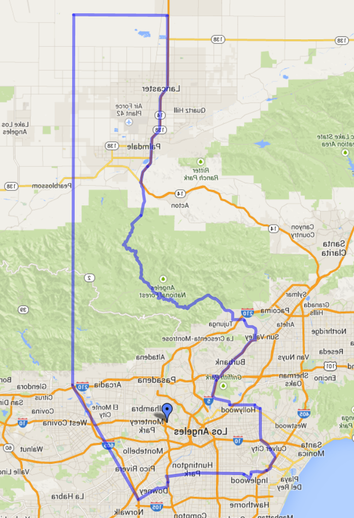 加州地图.A.概述了本地服务区域